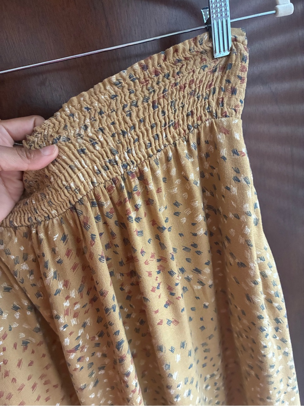 SOZY Willow Midi Skirt Mustard | Smocked Waist | *Pockets* | Made in USA - Picture 9 of 9